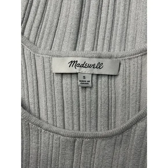 Madewell Silver Ribbed Racerback Tank Top Size S​ - Picture 5 of 6